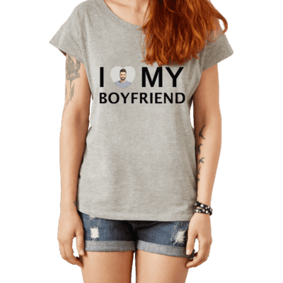 Personalizowana Koszulka I Love My Boyfriend z Twoim zdjęciem na prezent - Mejkmi - Personalizowane Prezenty Dla Twoich Bliskich!